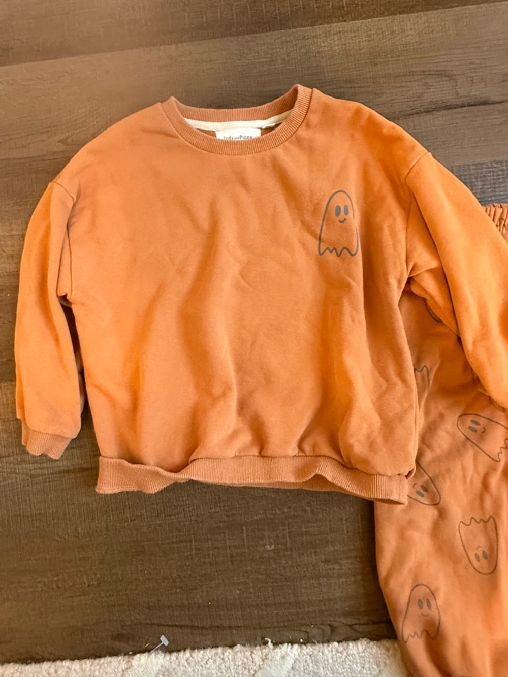 Orange Ghost Crewneck & Jogger Matching Set for Kids
